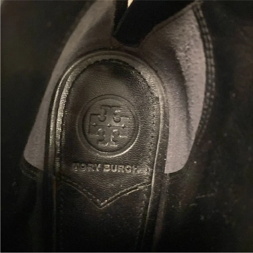 Tory Burch Embroidered heel Black Ankle Boots, US7,5